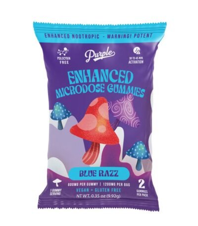 Purple Mushroom Enhanced Microdose Gummies | Blue Razz - 3ct
