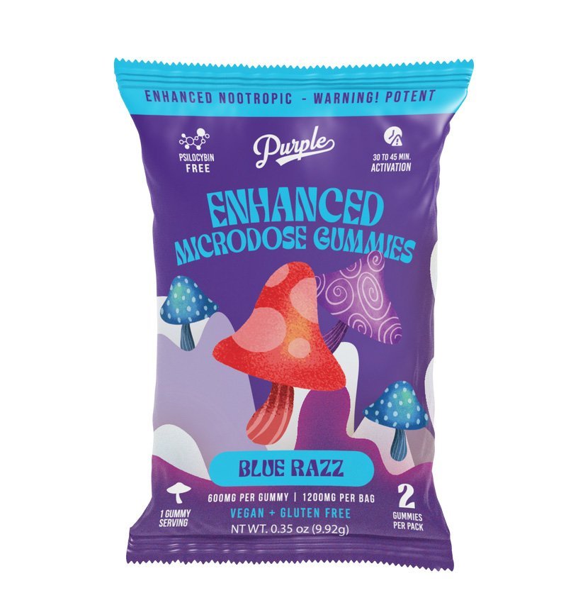 Purple Mushroom Enhanced Microdose Gummies | Blue Razz - 3ct Purple Mushroom Enhanced Microdose Gummies | Blue Razz - 3ct